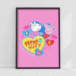 Peppa Pig Print - & Suzy Pink Heart Poster Wall Art - thumbnail 2