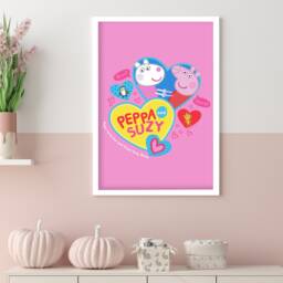 Peppa Pig Print - & Suzy Pink Heart Poster Wall Art - thumbnail 1