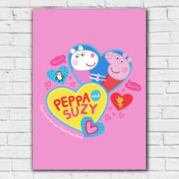 Peppa Pig Print - & Suzy Pink Heart Poster Wall Art - thumbnail 3