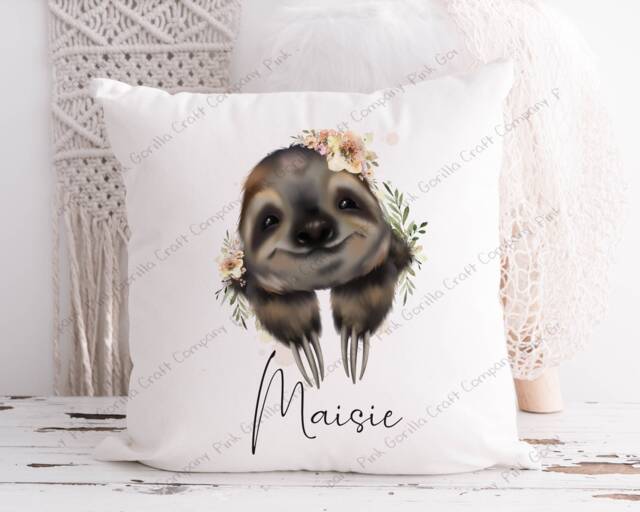 Sloth Cushion, Pillow, Girl Sloth, Gift, For Her, Lover, Gift Mum, Personalised - image 1