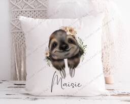 Sloth Cushion, Pillow, Girl Sloth, Gift, For Her, Lover, Gift Mum, Personalised - thumbnail 1