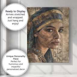 Ancient Egyptian Queen Portrait Cracked Fresco Hieroglyphic Art Canvas Wall Print Decor Picture Ready To Hang - thumbnail 3