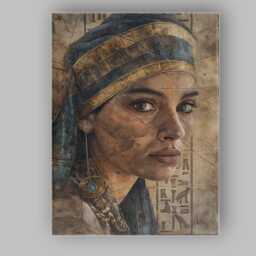 Ancient Egyptian Queen Portrait Cracked Fresco Hieroglyphic Art Canvas Wall Print Decor Picture Ready To Hang - thumbnail 1
