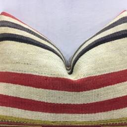 Vintage Kilim Pillow Cover, Striped Turkish Pillow, 16x24 - thumbnail 2
