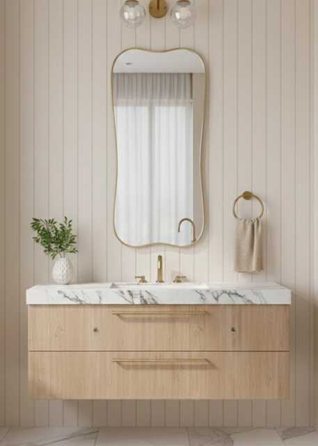 Handmade Rectangle Vanity Mirror - Curved Brass Frame - image 1
