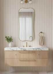 Handmade Rectangle Vanity Mirror - Curved Brass Frame