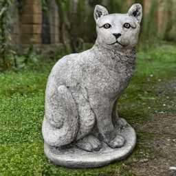 Stone Cat Figurine Outdoor Kitten Decoration Cement Statue Handmade Memorial Sculpture Feline Yard Ornament Ancient Style Art - thumbnail 3