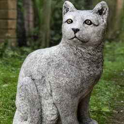 Stone Cat Figurine Outdoor Kitten Decoration Cement Statue Handmade Memorial Sculpture Feline Yard Ornament Ancient Style Art - thumbnail 2