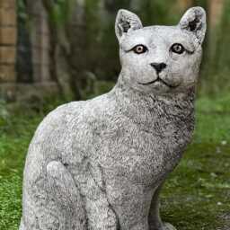 Stone Cat Figurine Outdoor Kitten Decoration Cement Statue Handmade Memorial Sculpture Feline Yard Ornament Ancient Style Art - thumbnail 4