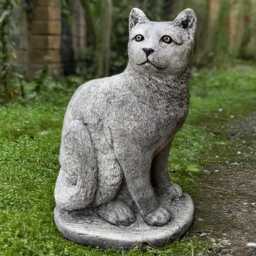 Stone Cat Figurine Outdoor Kitten Decoration Cement Statue Handmade Memorial Sculpture Feline Yard Ornament Ancient Style Art - thumbnail 1