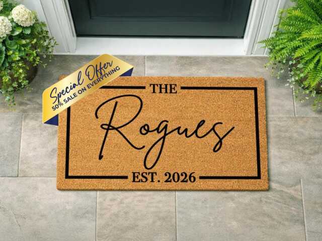 Farmhouse Family Name Doormat - Rustic Custom Entry Mat New Home Gift - image 1