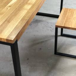 Industrial Rectangle Dining Table Black Forest, Handmade Solid Oak Table, Eco-Friendly Natural Wood Oil With No Overhang - thumbnail 3