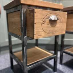 Pair Of Wine Crate Box Drawer Bedside Table Cabinets Side - thumbnail 4
