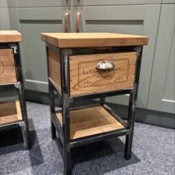 Pair Of Wine Crate Box Drawer Bedside Table Cabinets Side - thumbnail 2