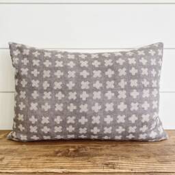 Josie -- Gray & Ivory Pillow Cover Neutral & White Taupe Lumbar Graypillow Neutral Throw - thumbnail 2