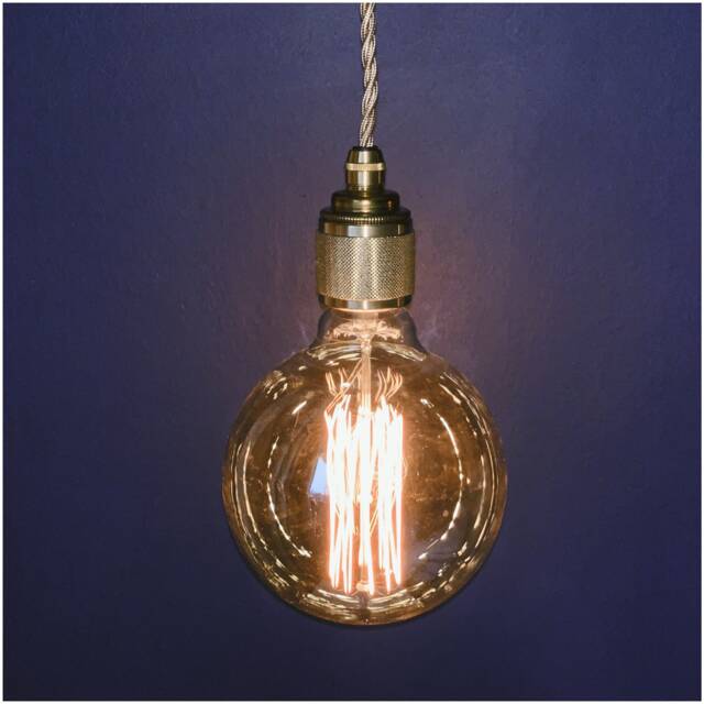Long Brass Single Drop Pendant Light - Without Bulb - image 1