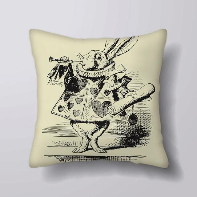 Alice in Wonderland White Rabbit - Cushion Cover Case Or Stuffed With Insert - image 1