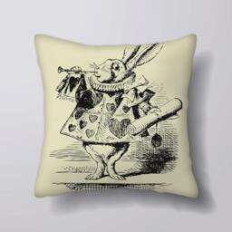 Alice in Wonderland White Rabbit - Cushion Cover Case Or Stuffed With Insert - thumbnail 1