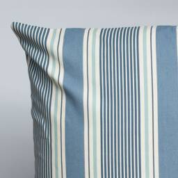 Coastal Stripe Extra-Large Cushion in Navy Blue. Classic Nautical Striped Pattern Marine Blue & Seafoam White. 23X23 - thumbnail 2