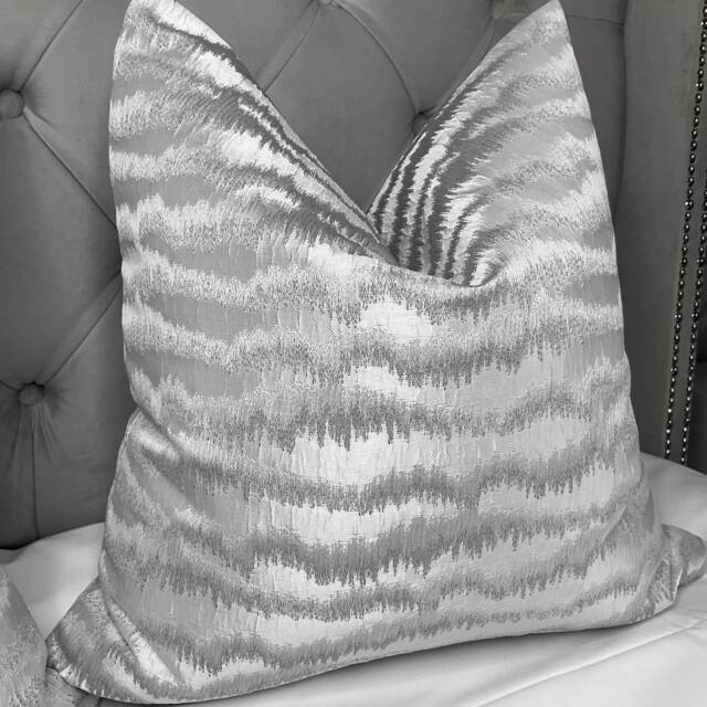 Torrent Luxury Silver Grey Cushion Cover, Pillow Throw Decorative For Sofa, Bed, Made in Uk/Worldwide Shipping - image 1