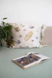 Botanically Dyed Mulberry Silk Pillowcase Floral Eco Print - thumbnail 1
