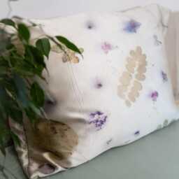Botanically Dyed Mulberry Silk Pillowcase Floral Eco Print - thumbnail 2