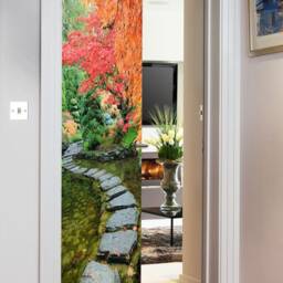 Door Wall Sticker Autumn in Japanese Garden/Japanese Garden Decal Mural/Door Japanese/Japanese Decor/Asian Landscape - thumbnail 2