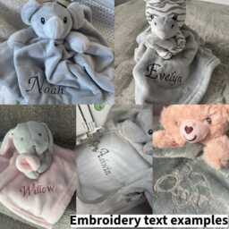 Personalised Baby Comforter, Embroidered Plush, Bear, Elephant, Rabbit, Zebra - thumbnail 3