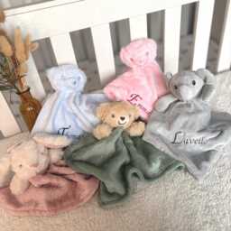 Personalised Baby Comforter, Embroidered Plush, Bear, Elephant, Rabbit, Zebra - thumbnail 2