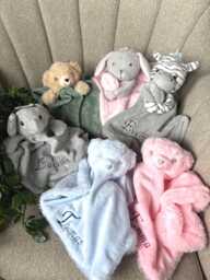 Personalised Baby Comforter, Embroidered Plush, Bear, Elephant, Rabbit, Zebra - thumbnail 1