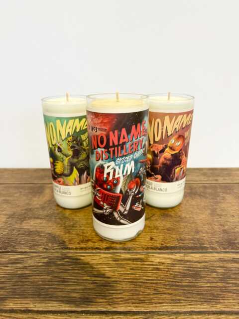 No Name Distillery Bottle Candle - Scented Soy Wax Sci Fi Design 1950S Rum Tequila - image 1