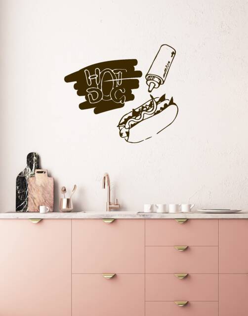 Hot Dog Vinyl Wall Decal Fast Food Truck Kitchen Decor Stickers Mural - #3046Di - image 1