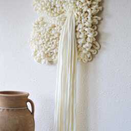 Textured Wool Wall Hanging - Sculptural Macram?? Art For Modern Interiors Narrow Vertical Fiber Tapestry - thumbnail 2