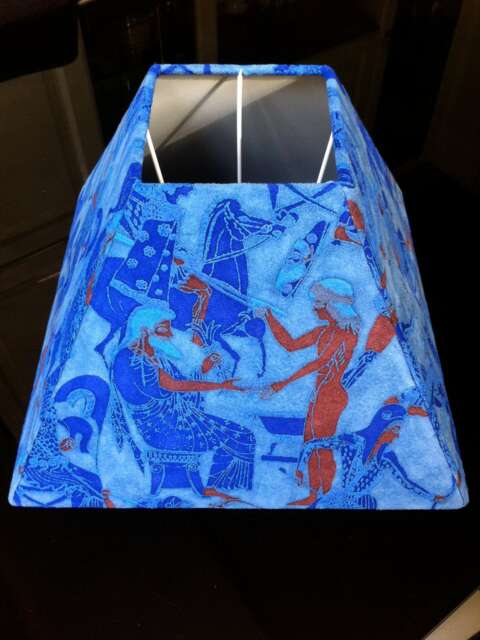 Ancient Greek Blue Leather Lampshade - image 1