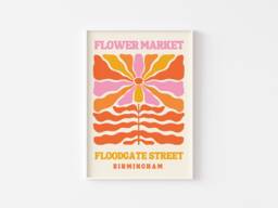 Flower Market Print Retro Birmingham Art, Groovy Floral - thumbnail 1