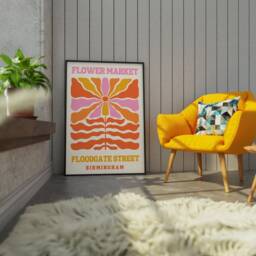 Flower Market Print Retro Birmingham Art, Groovy Floral - thumbnail 3