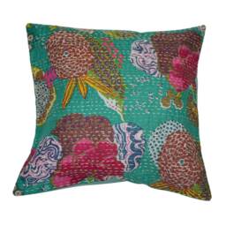 Indian New Handmade Floral Printed Kantha Cushion Cover Cotton Fruit Ethnic Sofa Pillow Cases Set Throw Cover - thumbnail 2