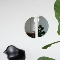 Set Of 2 Luna??? Half-Moon Silver + Black Tint Minimalist Frameless Mirrors - Large, Xl - thumbnail 3