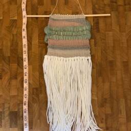 Handwoven Wall Hanging - Rose, Gray, & Sage - thumbnail 2