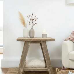 Handcrafted Reclaimed Wood Side Table, Yarmouth Rustic Bedside Table - thumbnail 2