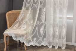 3 Colours Custom Curtains Embroidered Lace Net Sheer Voile Curtain For Bedroom Living Room - thumbnail 1