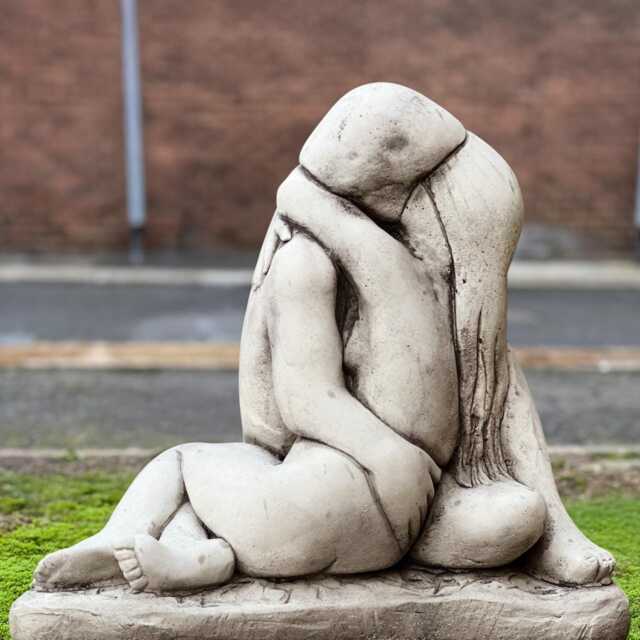 Abstract Couple Statue Cement Kissing Lovers Figurine Concrete Hugging Sculpture Modern Art Handmade Outdoor Decor Romantic Ornament - image 1