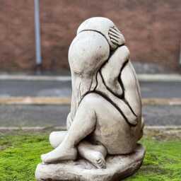 Abstract Couple Statue Cement Kissing Lovers Figurine Concrete Hugging Sculpture Modern Art Handmade Outdoor Decor Romantic Ornament - thumbnail 4