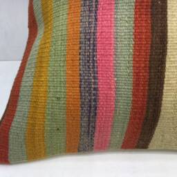 Vintage Kilim Pillow Cover, Bohemian Throw Pillow, 16x16 - thumbnail 3