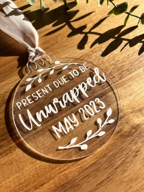 Baby Announcement Bauble - Handmade Pregnancy Reveal Christmas Ornament - image 1