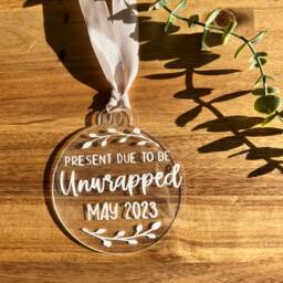 Baby Announcement Bauble - Handmade Pregnancy Reveal Christmas Ornament - thumbnail 2