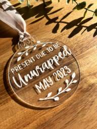 Baby Announcement Bauble - Handmade Pregnancy Reveal Christmas Ornament - thumbnail 1