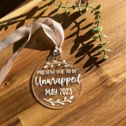 Baby Announcement Bauble - Handmade Pregnancy Reveal Christmas Ornament - thumbnail 3