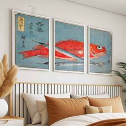 Japanese Set Of 3 Posters, Fish Art, Prints, Katsushika Hokusai Wall Sea Food Print, Decor, Gift - thumbnail 2