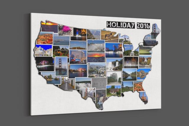 Country Shape Canvas Photo Collage. Holiday Pictures Idea, Any Country Or Available. A Choice Of Sizes - image 1